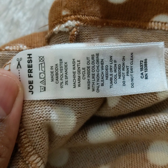 Joe Fresh Jillian| NWT Brown With White Polka Dots Long Sleeve Peplum Shirt - Picture 14 of 17